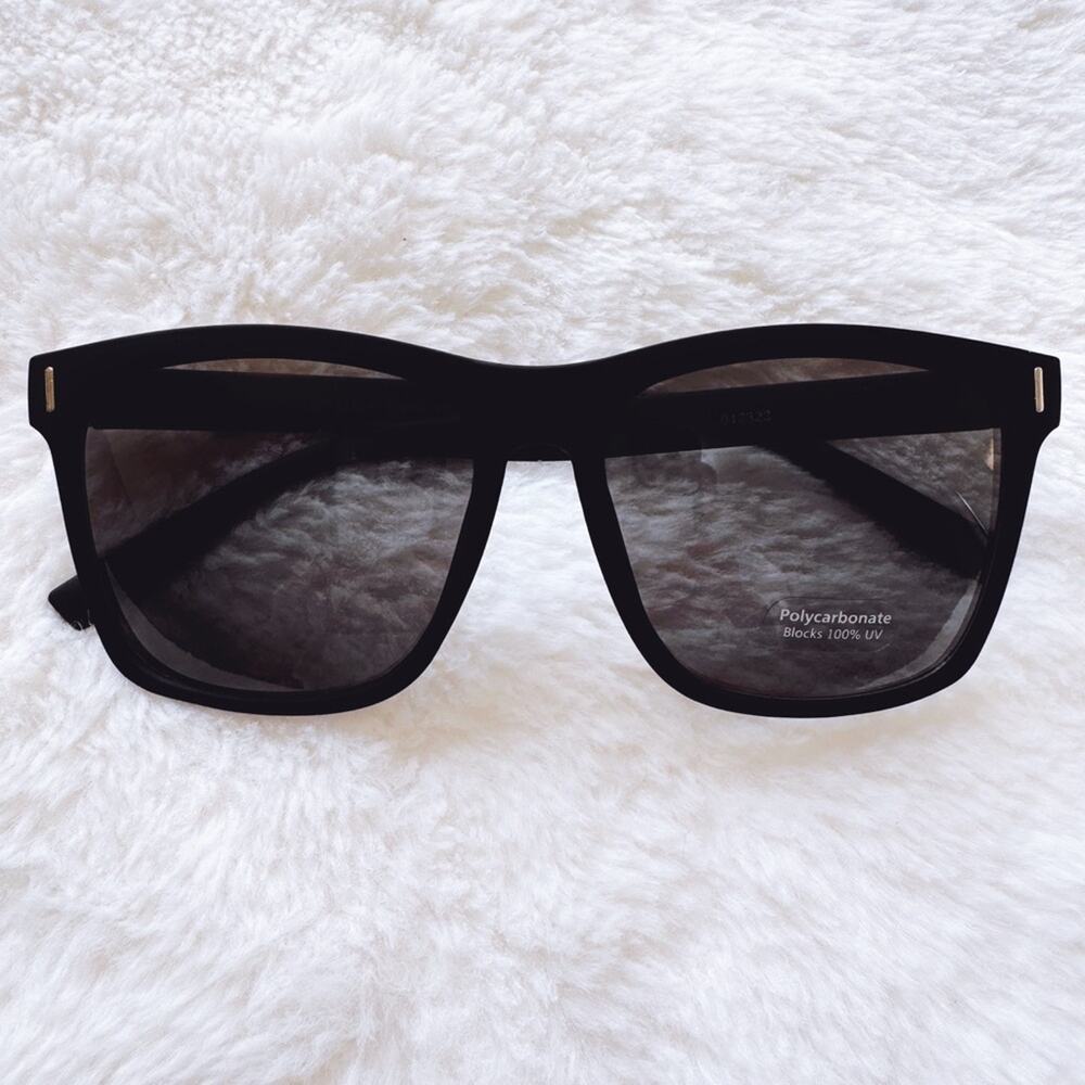 Ora Black Angular Frame Sunglasses